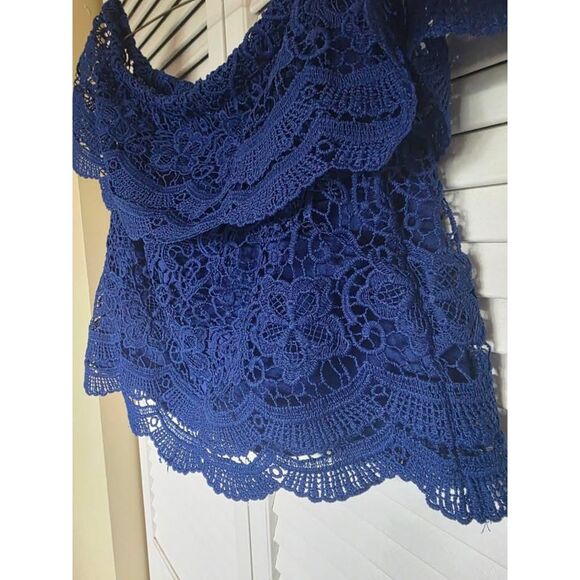 Spoon Jeans Women’s Lace Top - Size Small - Stylish Blue Blouse - Picture 4 of 11